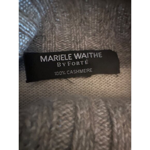Mariele Waithe By Forte 100% Cashmere Striped Turtleneck Sweater Gray & Beige M - Picture 2 of 4